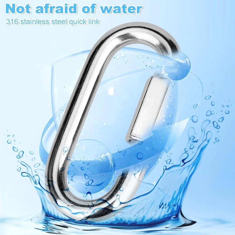 Vmuter 2 Pcs 3 Inch 316 Heavy Duty Stainless Steel Screw Chain Quick Links, 1540LB Capacity Carabiner Connector for Camping Outdoor Equipment Locking Hammocks Harness Leash - Image 4